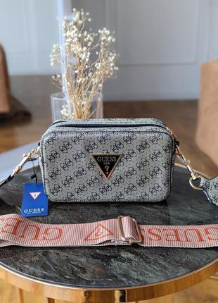 Маленькая серая брендовая сумка «guess» клатч через плечо, женская красивая мини сумочка кросс-боди на ремешке5 фото