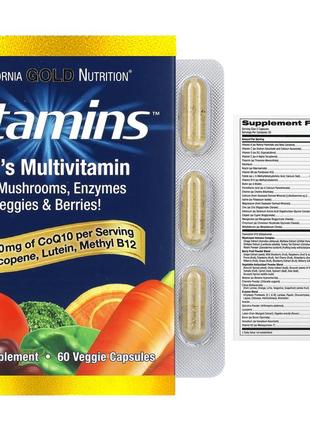 California gold nutrition ultamins мультивітаміни для чоловіків із коензимом q10 гриби фер cgn-02188