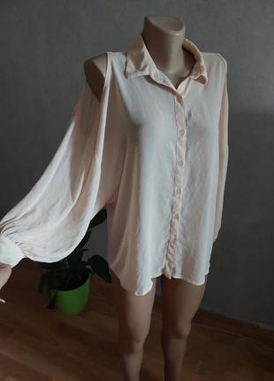 Блуза, кофта, блузка с открытыми плечами, персиковая блузка, оверсайз