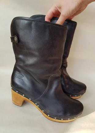 Стильні чоботи на овчині ugg з каблучком2 фото