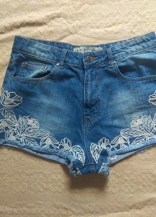 Стильные джинсовые шорты с высокой талией denim co, 12 размер.