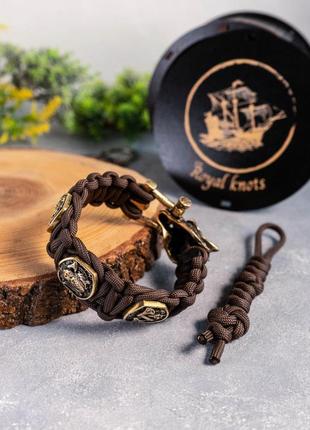 Паракордовый браслет кобра со скандинавскими рунами на застежке волк ручного литья, брелок в подарок2 фото