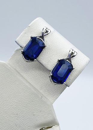 Сережки серебряные с сапфиром альпинитом 4,07 г