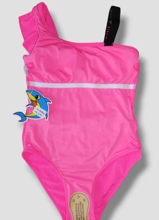 Дитячий і підлітковий суцільний купальник у рубчик на одне плече з воланом teres 964-2 шт.