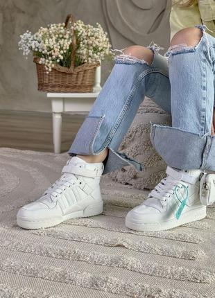 Кросівки prada x adidas forum low re-nylon білі жіночі / чоловічі4 фото