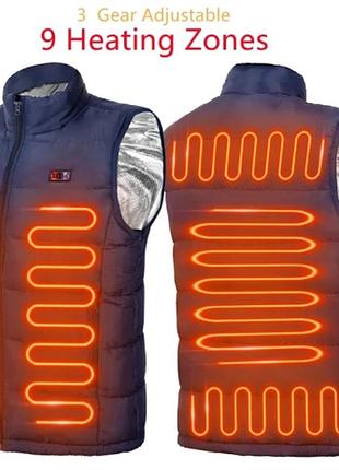 Жилет с подогревом термо жилетка xxl синяя от павербанка usb с нагревательными елементами