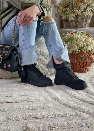 Кроссовки prada x adidas forum low re-nylon черные женские / мужские1 фото