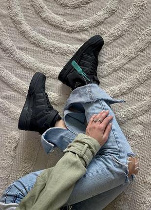 Кроссовки prada x adidas forum low re-nylon черные женские / мужские10 фото