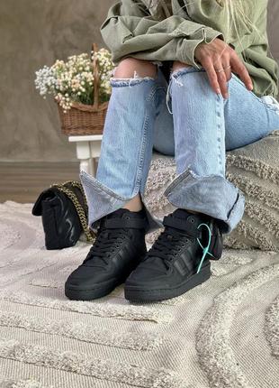 Кроссовки prada x adidas forum low re-nylon черные женские / мужские8 фото