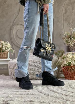 Кроссовки prada x adidas forum low re-nylon черные женские / мужские9 фото