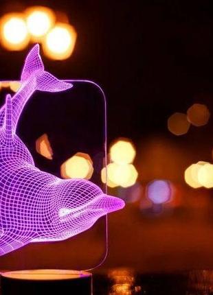 Ночник-светильник 3d "дельфин" 3dtoyslamp 27х16 см  cl0027982