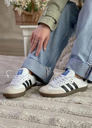 Кроссовки adidas samba белые женские / мужские2 фото