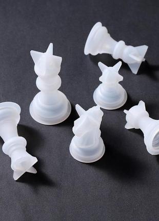 Формы для эпоксидной смолы finding молды cиликоновые шахматные фигуры белый набор 6 фигур 70 мм - 30 мм4 фото