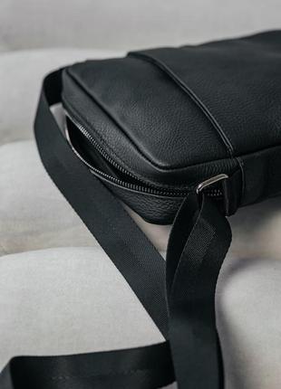 Чоловіча каркасна барсетка, чорна сумка через плече з натуральної шкіри, класичний месендджер9 фото