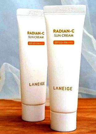 Laneige radian-c sun cream spf50 20ml вітамінний сонцезахисний крем