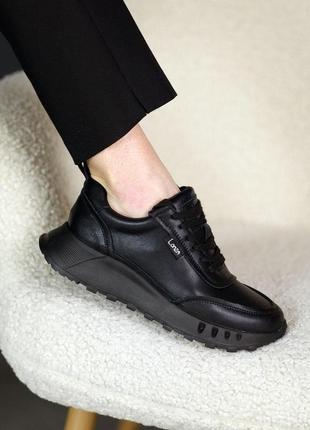 Женские кожаные кроссовки allshoes черные2 фото