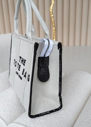 Сумка женская марк джейкобс шопер молочный текстильный marc jacobs tote bag  шоппер3 фото