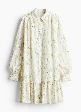 Бавовняна сукня сорочка в квітковий принт h&m 2024