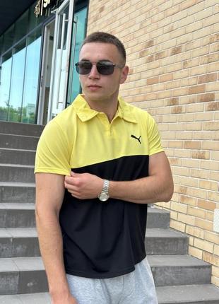 Футболка поло чорно-жовта