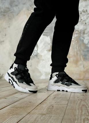 Кросівки adidas  niteball білі з чорним жіночі / чоловічі8 фото