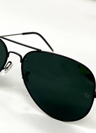 Очки солнцезащитные унисекс авиаторы rayban в тонкой черной металлической оправе