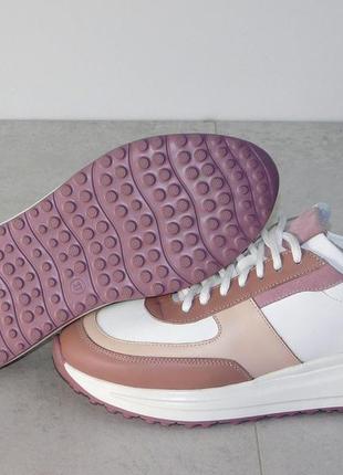 Кросівки жіночі з натуральної шкіри білі з рожевим 37р4 фото