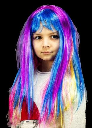 Карнавальна перука райдужна різнобарвна aurora