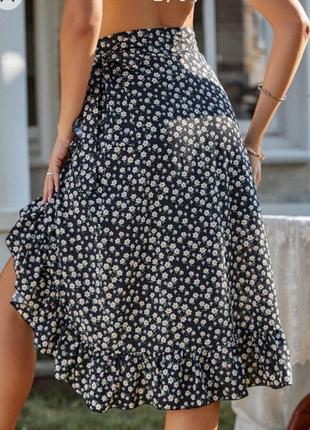 Роскошная трендовая юбка миди на запах юбка с цветочным принтом р.l