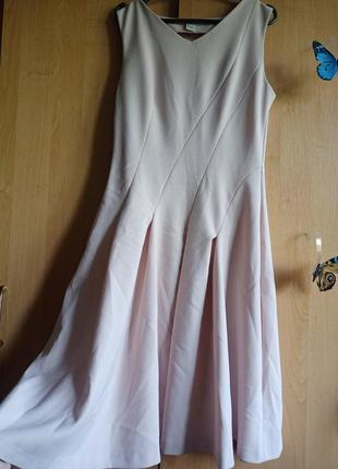 Нежно розовое платье, красивая юбка, размер л, от h&m фактурная ткань