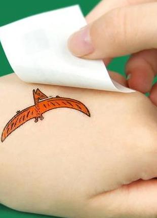 Наклейка, тату для детей татуировки динозавров временные наклейки4 фото