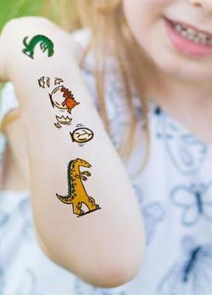 Наклейка, тату для детей татуировки динозавров временные наклейки5 фото