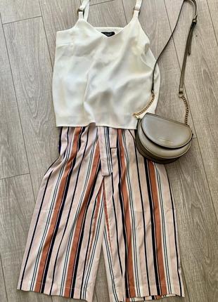 Кюлоты в полоску zara, майка р.xs-s