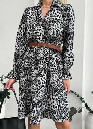 Сукня (плаття) жіноча коротка леопардова 42-46 коричнева, сіра7 фото