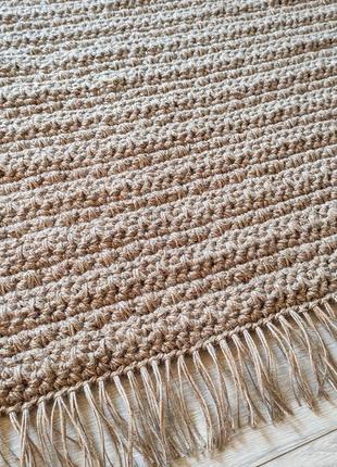 Двусторонний плетеный ковер с кисточками 82/220 см, джутовый ковер, дорожка из джута.