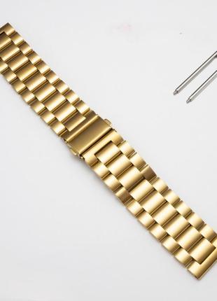 Стальной ремешок / браслет для смарт часов. ширина 20мм, 22 мм. цвет золото. штамповка1 фото