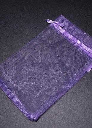 Подарочные мешочки из органзы для украшений цвет фиолет. 10х15см
