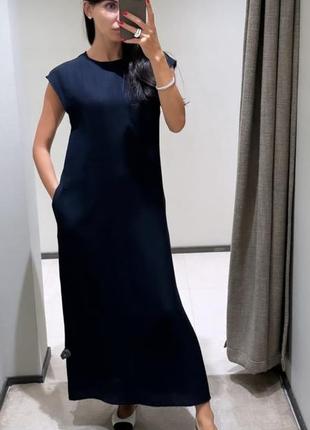 Льняное платье massimo dutti