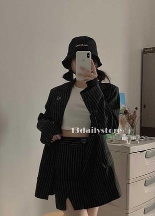 Міні спідниця з розрізом в смужку h&m & blackpink5 фото