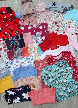 Большой пакет одежды для девочки. набор вещей. лосинки. кофты. жилетка. 12-18 месяцев. 1- 1.5 лет