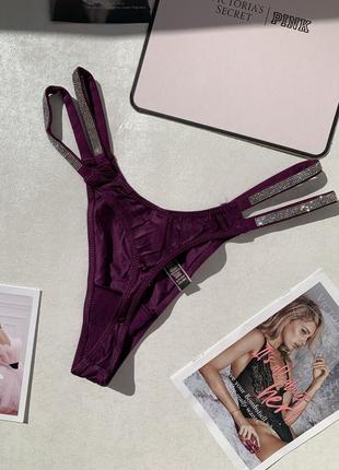 Трусики стринги з камнями, стразами victoria's secret, оригинал2 фото