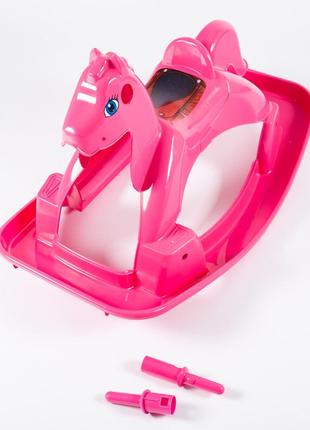 Детская качалка лошадка розовая пластиковая долони, см. описание2 фото
