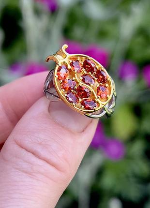 Срібне кільце,каблучка  925 проби гранат.вага 7,5 гр.!
