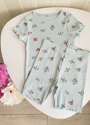 Костюм в рубчик шорты велосипедки футболка george 3/4 года, летний костюм