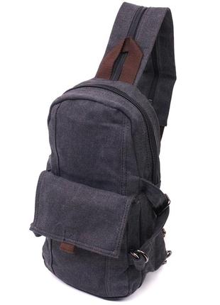 Удобный текстильный рюкзак в стиле милитари vintagе 22179 черный стильный практичный рюкзак