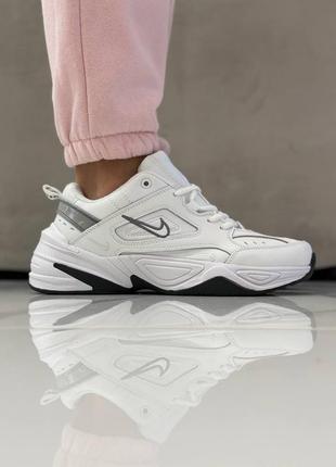 Женские кожаные кроссовки nike m2k tekno essential white black