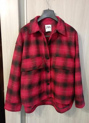 Куртка сорочка рубашка оверсайз тепла плотна zara