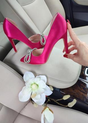 Туфли лодочки с бантиками камни стразы шпилька 36 37 38 39 размер