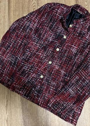 Вінтажний твідовий жакет червоного кольору батал/великий розмір