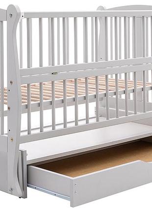 Ліжко babyroom грація dgmyo-3 маятник, ящик, відкидний бік бук сірий4 фото