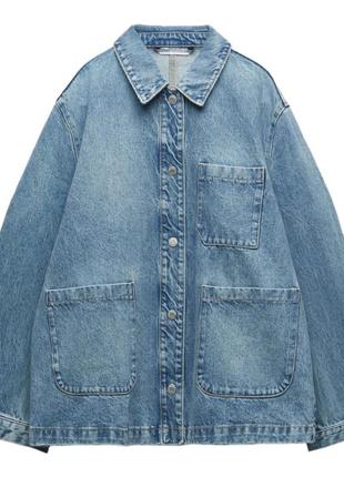 Джинсова куртка zara оверсайз